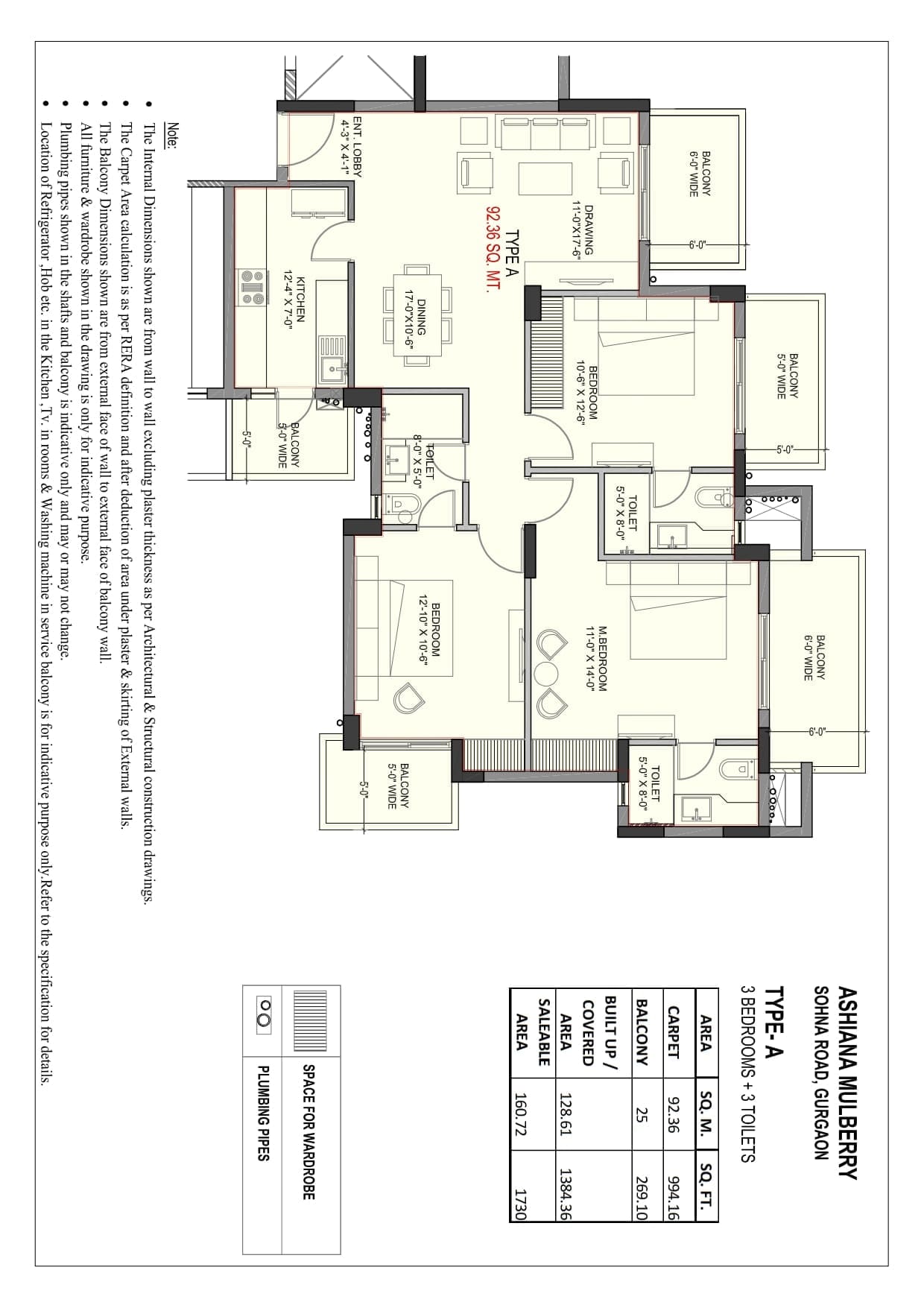 Hillview 3BHK Floors Panchkula - 1730 Sq.Ft.